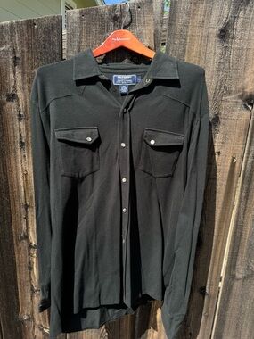 Ralph Lauren Polo Sport Black Western Pearl Snap-Front Shirt VTG
